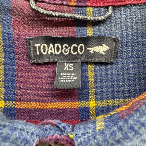 Toad&Co Top Womens XS Blue Red Plaid Reform Flannel LS Shirt Button Front Fall - Picture 2 of 13